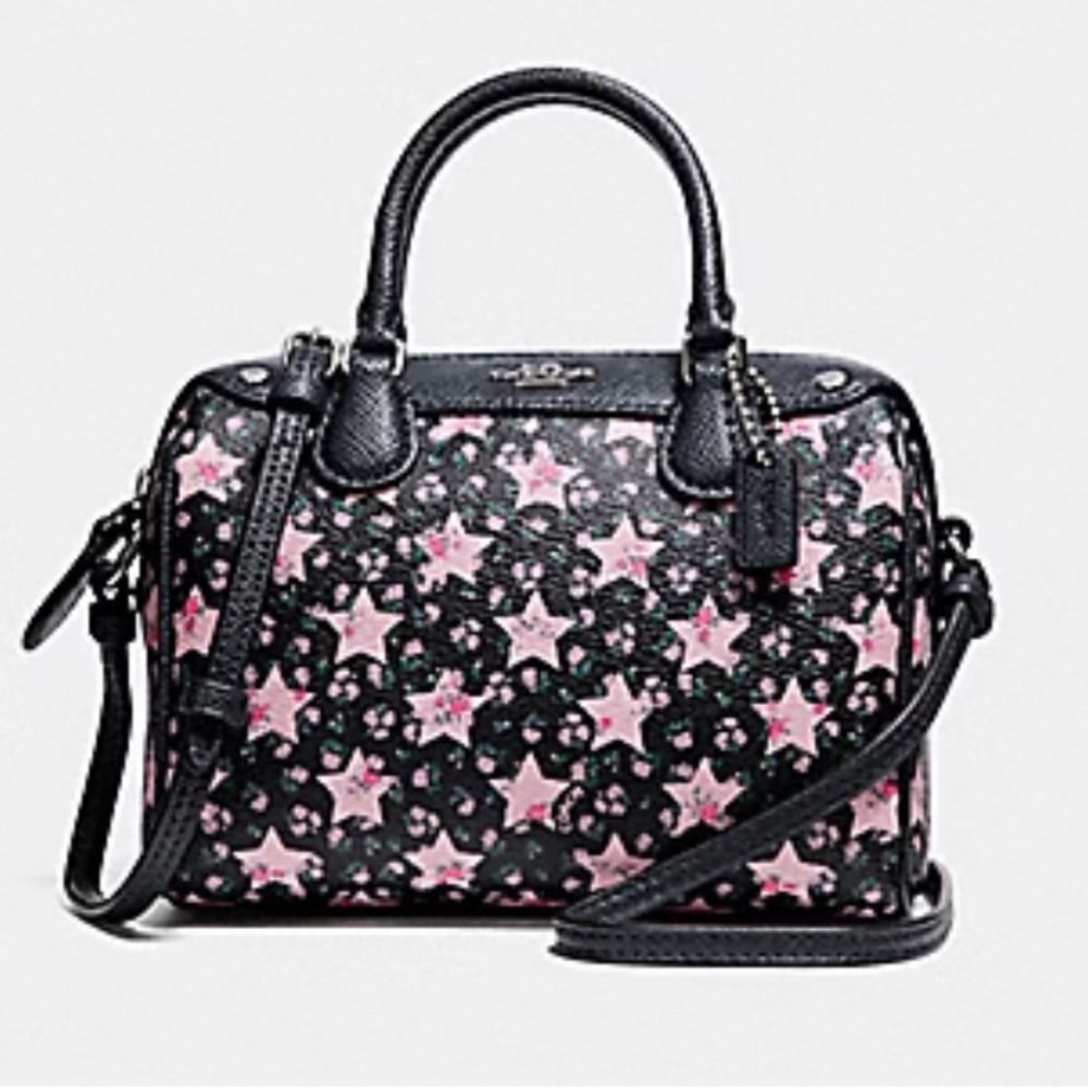 Coach Micro Bennett Satchel with Star Design - Black and Pink